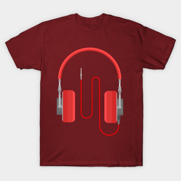 Red headphones T-Shirt by Mihahanya